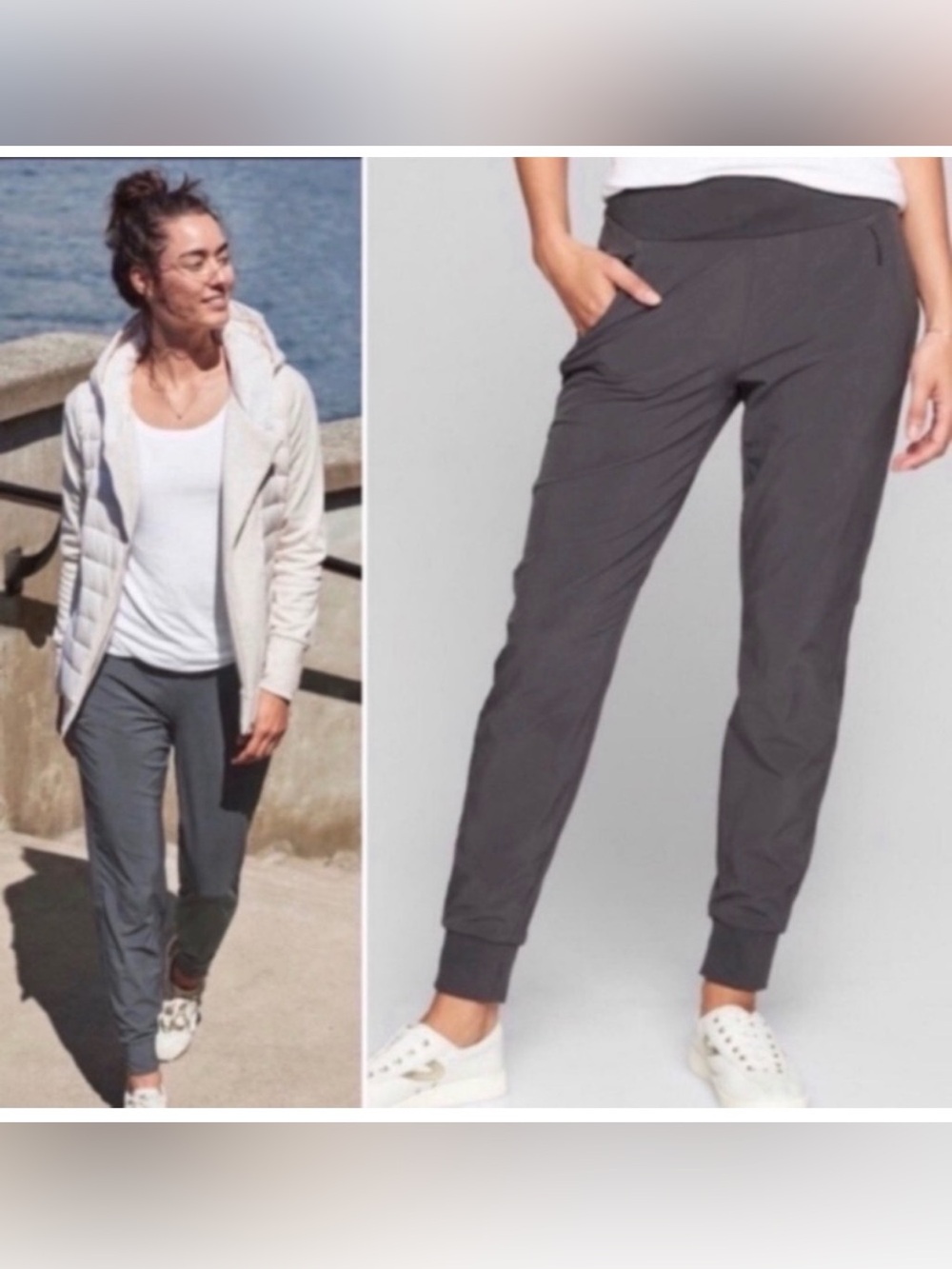 Athleta Soho Jogger Gray pocket’s stretch performance activewear quick dry 10